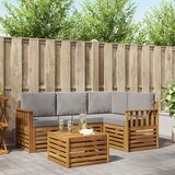  Set vanjskih sofa 5 kom. Prirodna i svijetlo siva Poliester | shoptok.hr