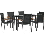  7-dijelni vrtni blagovaonski set crni od tekstilena i čelika Crna Dužina stola 140 cm | shoptok.hr