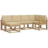 vidaXL Zunanja garnitura za sedenje 6 pcs Bela in bež Poliester, (5000281063) | Shoptok.si