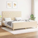  Posteljni okvir z vzglavjem krem 160x200 cm blago, (20907111) | Shoptok.si