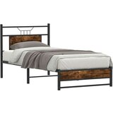 vidaXL Posteljni okvir brez vzmetnice hrast 75x190 cm inženirski les | Shoptok.si
