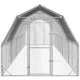 vidaXL Piščančji poligon s streho 2,5x10x2,25 m Pocinkano jeklo - - Srebrna - 83.9 - 2.5 x 10 x 2.25 m - 2025- | Shoptok.si