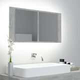 vidaXL LED kupaonski ormarić s ogledalom siva boja betona 90x12x45 cm Cijene
