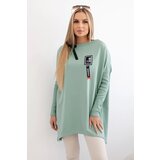 Kesi Oversized sweatshirt with asymmetrical sides dark mint | Eponuda.ba