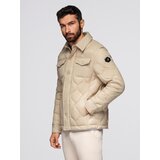 Ombre Men's quilted jacket in shirt cut - beige Cijene