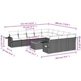  12-dijelni set vrtnih sofa od poliratana s jastucima crni | shoptok.hr