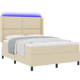 vidaXL Box Spring Postelja z Vzmetnico in LED Krem 160x200 cm Tkanina, (22049627) | Shoptok.si