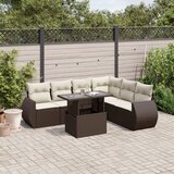 Maison Chic Seti vrtnega pohištva - Vrtna garnitura - Vrtni pohištvo set 7-delna z blazinami rjav poli ratan, (21802051) | Shoptok.si