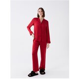 LC Waikiki Women's Pajamas Set with a Shirt Collar Plain Long Sleeved Satin | ePonuda.com
