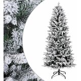  Umjetno božićno drvce s nogom 120 cm PVC i PE Zelena i bijela - Zelena i bijela 120 cm bez LED svjetala | shoptok.hr