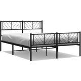 The Living Store Kovinski posteljni okvir z vzglavjem in vznožjem črn 140x190 cm - Kovinski Posteljni Okvir, (21455711) | Shoptok.si