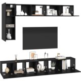 vidaXL Set TV kabineta s policom Ostalo s pohranom s vratima 6 pcs Crni hrast 30.5 x 30 x 90 cm | shoptok.hr