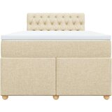 vidaXL Box spring postelja z vzmetnico krem 120x190 cm blago, (21310636) | Shoptok.si