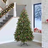 vidaXL Umjetno božićno drvce S LED lampica Zelena 240 cm PVC i metal | shoptok.hr