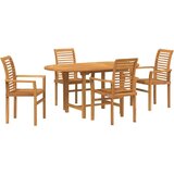 vidaXL 5-delna jedilna garnitura iz trdnega lesa Teak | Shoptok.si
