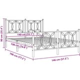 Metalni okvir kreveta uzglavlje i podnožje bijeli 140 x 190 cm | shoptok.hr