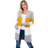 Kesi Women's Knitted Cardigan - Grey + Yellow + Ecru | ePonuda.com
