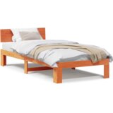  Krevetna konstrukcija s uzglavljem Smeđa 90x190 cm Čvrsta borovina | shoptok.hr