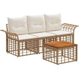  Zunanja garnitura za sedenje 4 pcs Naravna in krem bela, (5000270019) | Shoptok.si