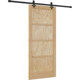  Klizna vrata Prirodna i crna 86 x 198,5 cm Masivna borovina | shoptok.hr