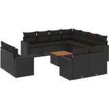 vidaXL 12-dijelni set vrtnih sofa od poliratana s jastucima crni | shoptok.hr