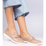Gemre Dark beige women's loafers with a gold ornament Senna | Shoptok.si