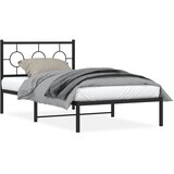  Metalni okvir za krevet s uzglavljem crni 100x200 cm | shoptok.hr