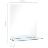 vidaXL Zidno ogledalo s policom 20 x 40 cm od kaljenog stakla | shoptok.hr
