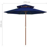  Suncobran s dvije razine i drvenim stupom 270 cm plavi | Eponuda.com