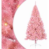 vidaXL Umjetno predsvijetljeno božićno drvce Ružičasta 210 cm PVC | shoptok.hr