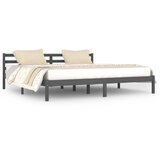  Okvir za krevet od masivne borovine 200 x 200 cm sivi | shoptok.hr