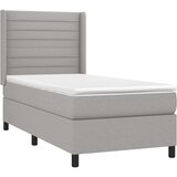  Krevet box spring s madracem LED svjetlosivi 90x200 cm tkanina | shoptok.hr