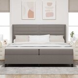  LED Box Spring Krevet Sivo-smeđa 200 x 200 cm tkanina Slike