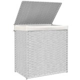  Košara za rublje s 2 odjeljka bijela 53x35x57 cm od poliratana | shoptok.hr