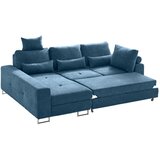 Hom`in KOTNA SEDEŽNA GARNITURA, gladka tkanina modra | Shoptok.si