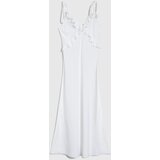Marisse White Midi Dress With Ruffles On The Neckline | ePonuda.com