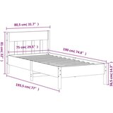 vidaXL Posteljni okvir z vzglavjem bel 75x190 cm trdna borovina | Shoptok.si