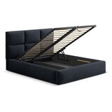 Windsor & Co Sofas temno modra oblazinjena zakonska postelja s prostorom za shranjevanje z letvenim dnom 140x200 cm libera – | Shoptok.si