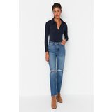 Trendyol Blue Ripped Detailed High Waist Bootcut Jeans | Shoptok.si