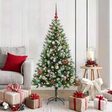 vidaXL Umjetna jelka s pantenom i pahuljicama Zelena i bijela 150 cm | shoptok.hr