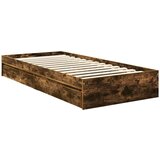  Postelja s shranjevanjem z vzglavjem Dimljeni oreh 90 x 190 cm, (5000106934) | Shoptok.si