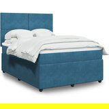 vidaXL Box spring postelja z vzmetnico temno modra 140x190cm žamet | Shoptok.si