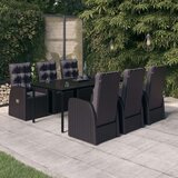  7-dijelni vrtni blagovaonski set s jastucima crni | shoptok.hr