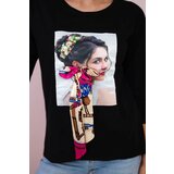 Kesi Blouse with graphics and a colorful bow 3D black | shoptok.hr