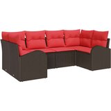  Vrtna sedežna garnitura z blazino 6 pcs Rjava Poliratan, (5000146511) | Shoptok.si