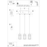  Sollux SL.1264 - Luster na sajli GOTTO 3xE27/15W/230V crna | Eponuda.com