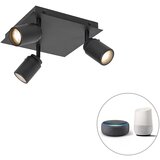 QAZQA Pametna kopalniška svetilka črni kvadrat IP44 vključno s 3 WiFi GU10 - Ducha | Shoptok.si
