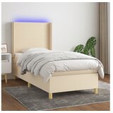  Box spring postelja z vzmetnico LED krem 100x200 cm blago | Shoptok.si