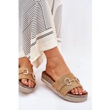 Boto Ladies Platform Slippers With Golden Decoration And Glitter Camel Morisela | shoptok.hr