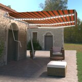 vidaXL Avtomatska tenda LED + senzor 600x350 cm oranžna/rjava Cene